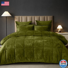 Phf Double-Sided Velvet Comforter Set Queen Size 5 Piece Soft Luxury Winter