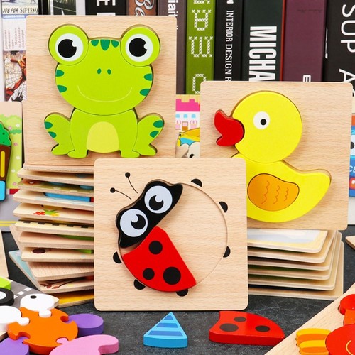 Cartoon Animals 3D Wooden Puzzles 3D Wooden Puzzle Toy Baby