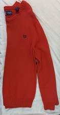 Vintage Prep Crest Knit Sweater Orange Cottage Academia Nautical Grandpa Core Ch