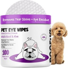 100 Counts Dog Eye Wipes Hypoallergenic Pet Tear Stain Remover Pads Unscented