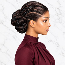 Braided Wig Cornrow with Jumbo Twist Braids Puff Knots. Full Lace with Baby Hair