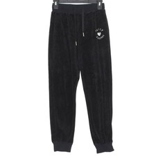 Juicy Couture Y2K Velour Track Pants Black S Bling Logo Retro Athleisure Lounge