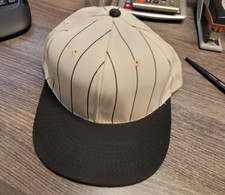 TWIN CITY KNITTING BASEBALL CAP - WHITE/BLACK STRIPE = MADE IN USA ONE SIZE