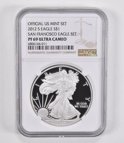 PF69 UCAM 2012-S American Silver Eagle San Francisco Mint Set NGC Brwn Lbl *8240