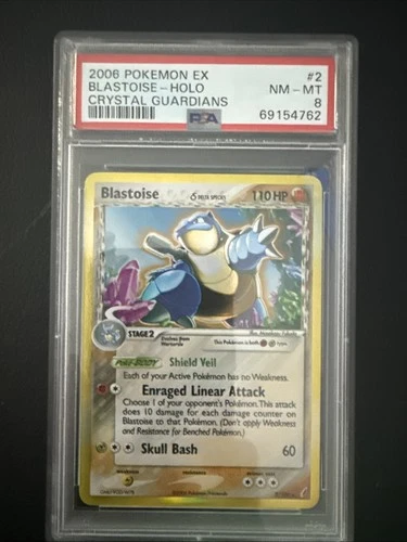 Blastoise Delta Species 2/100 PSA 8 - Crystal Guardians - Rare Holo Pokémon Card