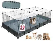 20 Panels Small Animal Playpen, 48" x 24" Black 20 Panels - 48"L x 24"W x 16"H