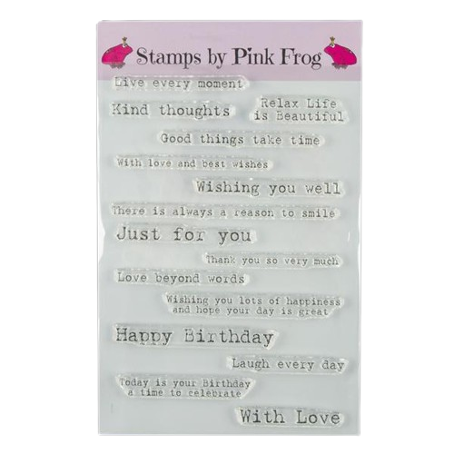 Pink Frog Crafts Typewriter Sentiments A5 Stamp Set Cardmaking Crafting