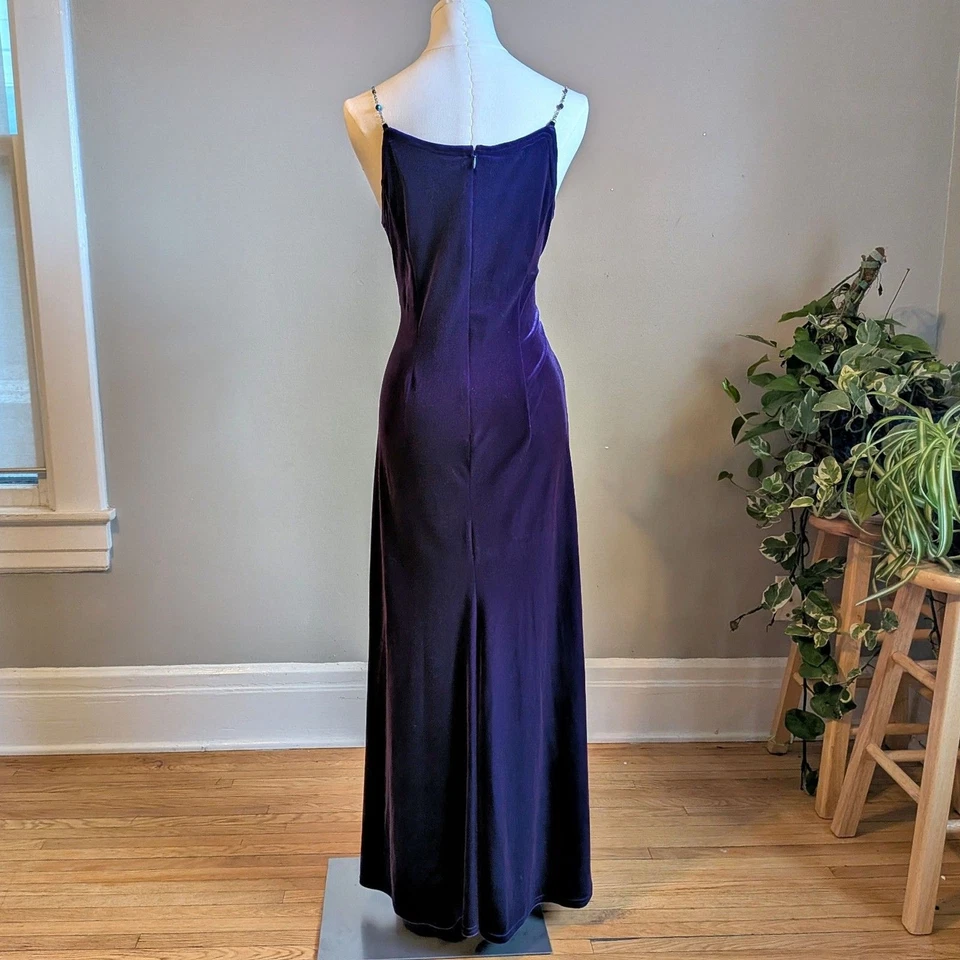 Vintage 90s Scott McClintock Purple Velvet Gown Maxi Dress Whimsygoth Size 5/6 - Image 3 of 4