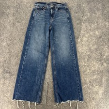 American Eagle AE Jeans Women's 2 Baggy Wide Leg Mid Rise Blue Pants