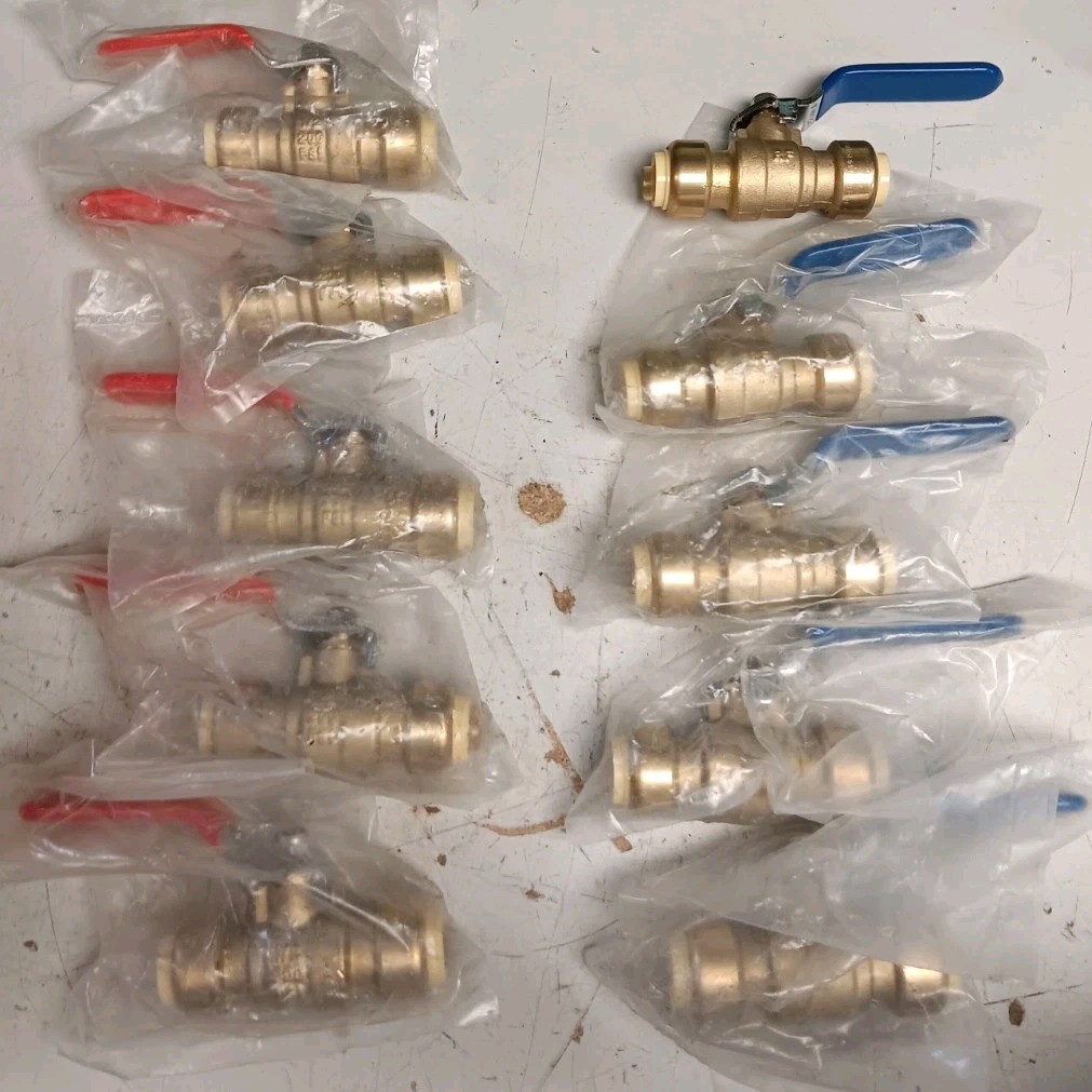 Set of 10 - NSF/ANSI 61 Copper SPVC PEX Blue/Red Ball Valve