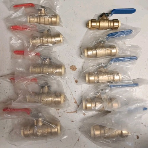 Set of 10 - NSF/ANSI 61 Copper SPVC PEX Blue/Red Ball Valve