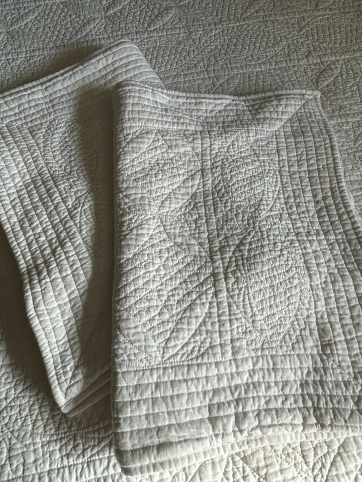 Edredón y fundas Pottery Barn Hanna algodón lino blanco cama F/Q Foto 4 de 4