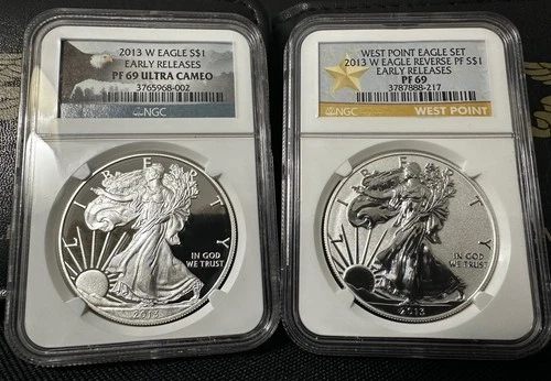2013 W .999 Silver American Eagles NGC PR69 DEEP CAMEO & REV PR69 (2) Coin Lot!