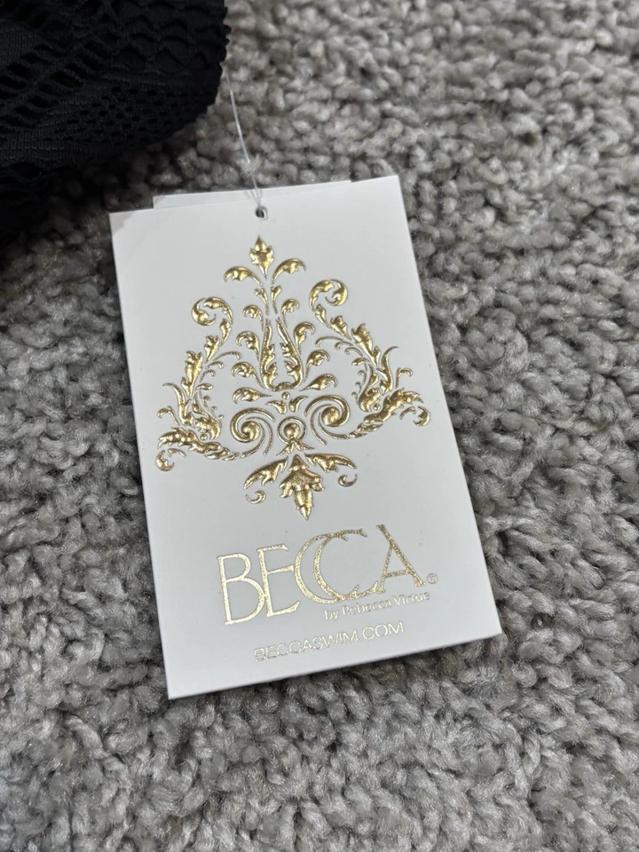 Traje de baño de una pieza Becca Aurora Crochet para mujer negro talla pequeña nuevo con etiquetas Foto 3 de 4