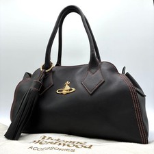 Vivienne Westwood Big Orb Yasmin Black Leather Boston Bag Excellent