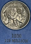 1936 Buffalo Nickel, nice original AU+ condition coin