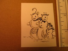Printing Letterpress Printers Block Cut, Printers Cut "Snowman Family" Zinc