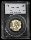 1948-P MS-65 BETTER DATE WASHINGTON SILVER QUARTER - PCGS GRADED, SEE PICTURES