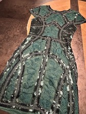 Lulus WOMENS S DRESS Green Sequin Geometric Bodycon Short Club 