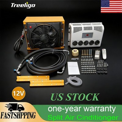 Universal 12000 BTU 12V Split Air Conditioner Kit Fits Truck Bus RV Vehicle