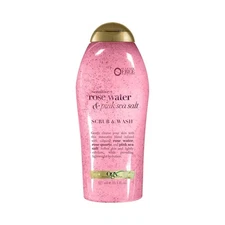 OGX Sensitive + Rose Water & Pink Sea Salt Exfoliating Body Scrub + Rose Quartz,