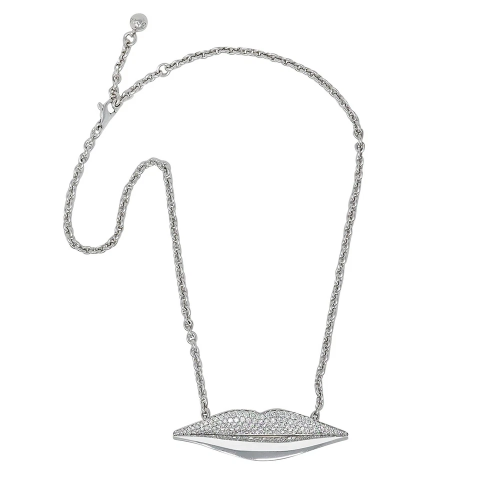 Collar de cadena Bulgari Enigma 2000 2,50 CTW diamante oro 18K labios estación Foto 3 de 4