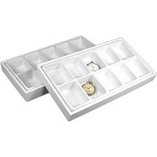 2 White 10 Slot Jewelry Display Inserts Travel Trays