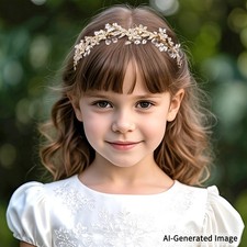Flower Girl Headband 14 Inch Gold Crystal Rhinestone - Perfect for Weddings