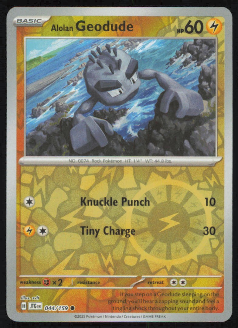 Alolan Geodude 044/159 Sv09: Journey Together Reverse Holo NM