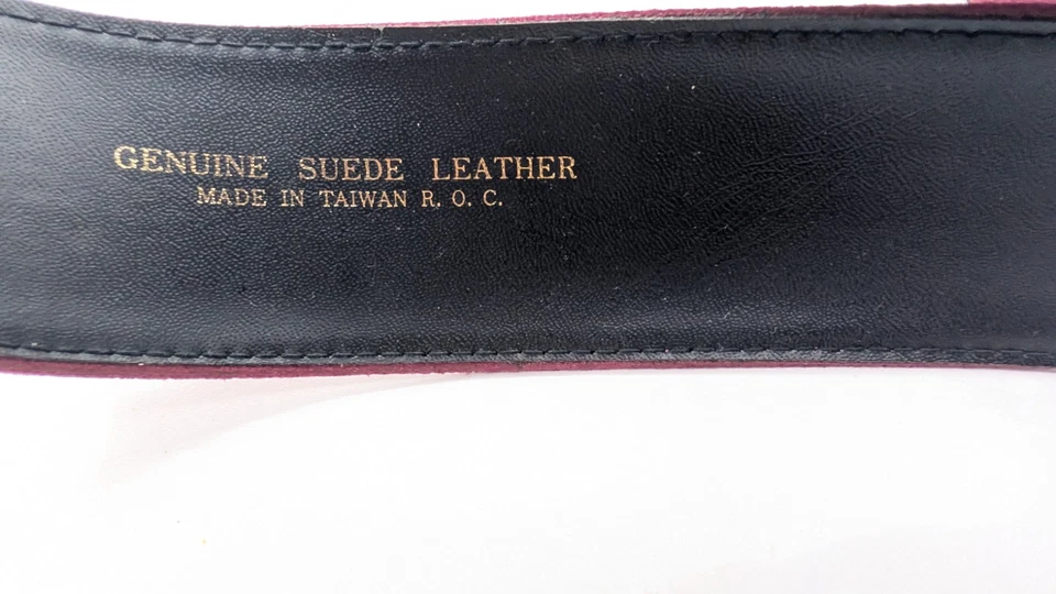 Retro Belt Suede Leather Magenta Taiwan Intertwining metal lock M-L Read - Imagem 3 de 4