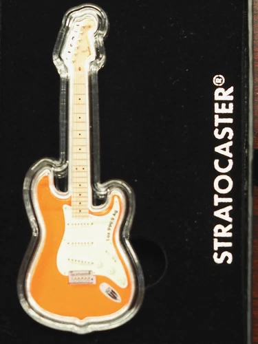 2022 SOLOMOM ISLANDS FENDER STRATOCASTER IN FIESTA RED 1 OUNCE .9999 FINE SILVER