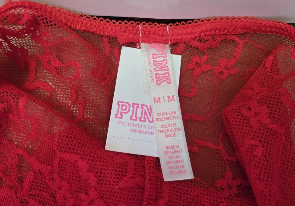 NWT Vintage Victoria's Secret PINK Red Unwrap Me Extra Low Hipster Panties M - Image 3 of 3