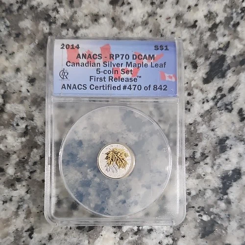 LIMITED! 2014 Canadian Silver Maple Leaf $1 RP70 DCAM Gold Plated 0.999 SILVER