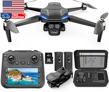 4K GPS Drone with Camera for Adults Brushless Motor 4.5" HD Screen Remote NEW