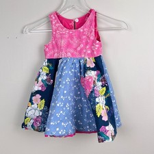 Matilda Jane Reversible Dress Kids 2T Floral Patchwork Pink Blue Boho Whimsical