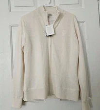 Fairway & Greene Abbey Merino Windsweater Full Zip Women's Sz L LOGO Pearl Golf