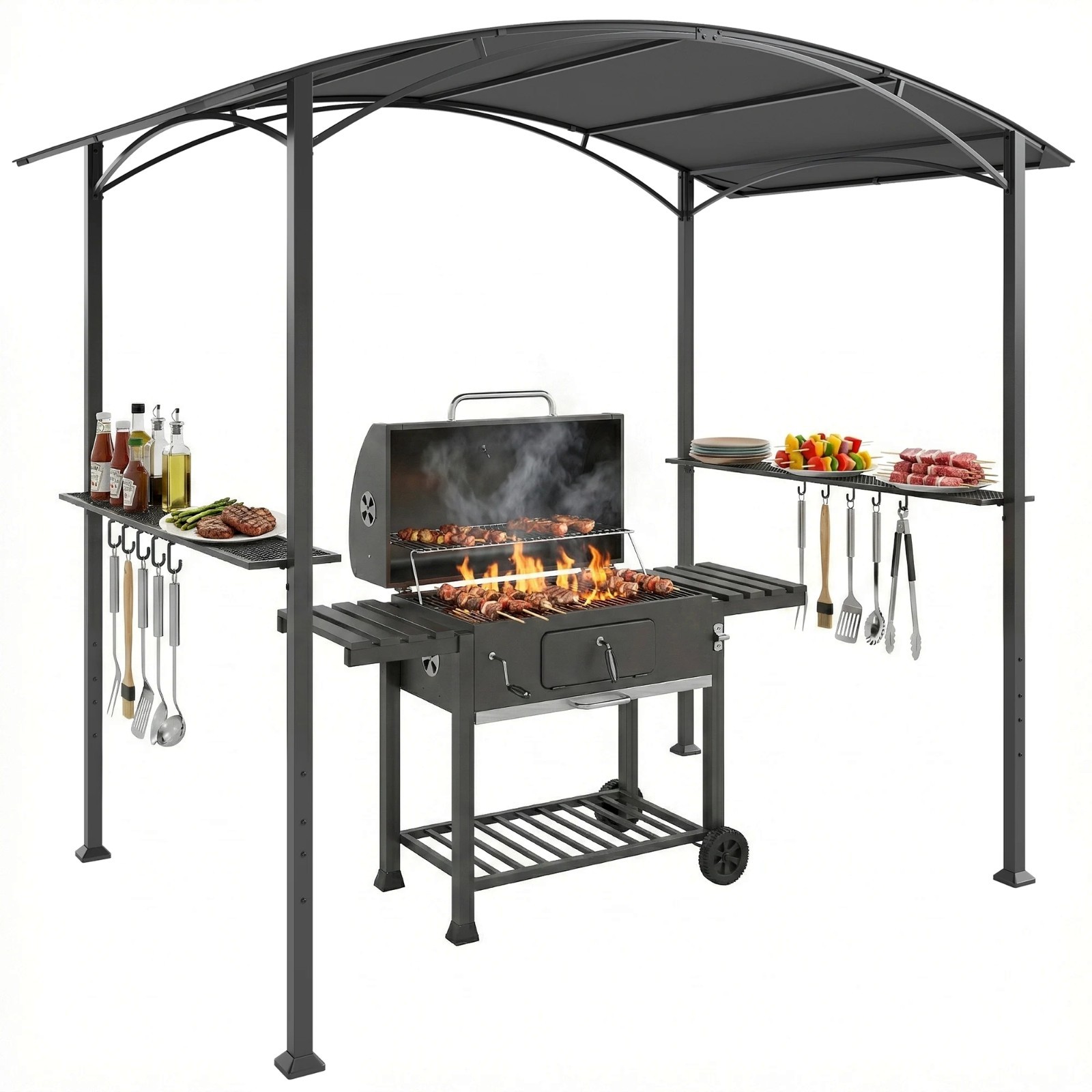 Kiosque barbecue en acier résistant au feu avec structure traitée anti-rouille