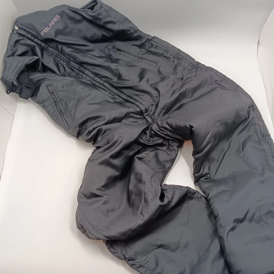 Vintage Polaris Mens XL Long Black Bibs Overalls Snow Ski Winter pants USA - Image 1 of 4