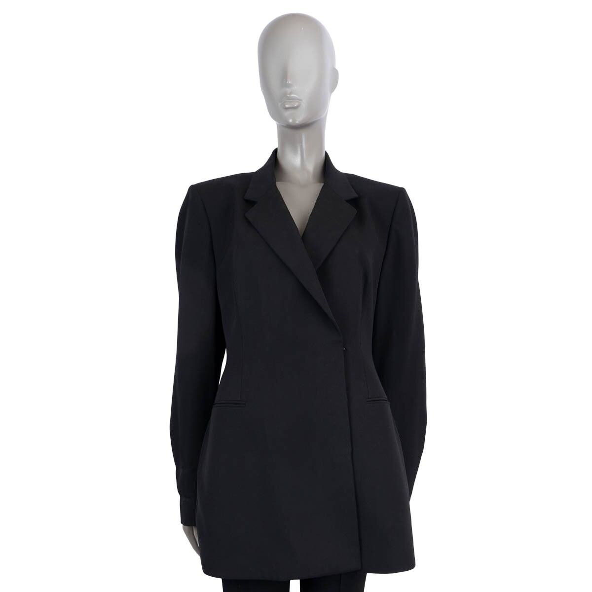68726 auth ALAIA black wool gaberdine A TAILORED Blazer
