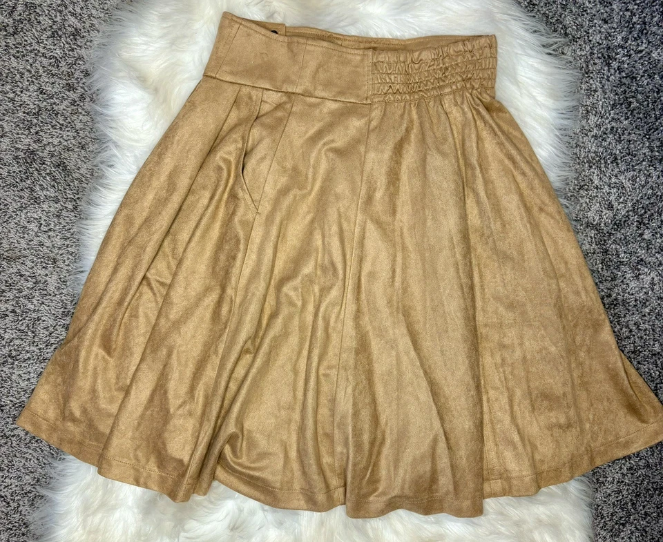 Minifalda forrada de gamuza Jill Stuart vintage mediana tostada/camello con botones a presión Foto 4 de 4