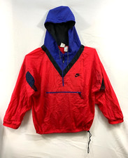 Vintage Nike Large Contrast Embroidered 1/4 Zip Hooded Windbreaker Jacket