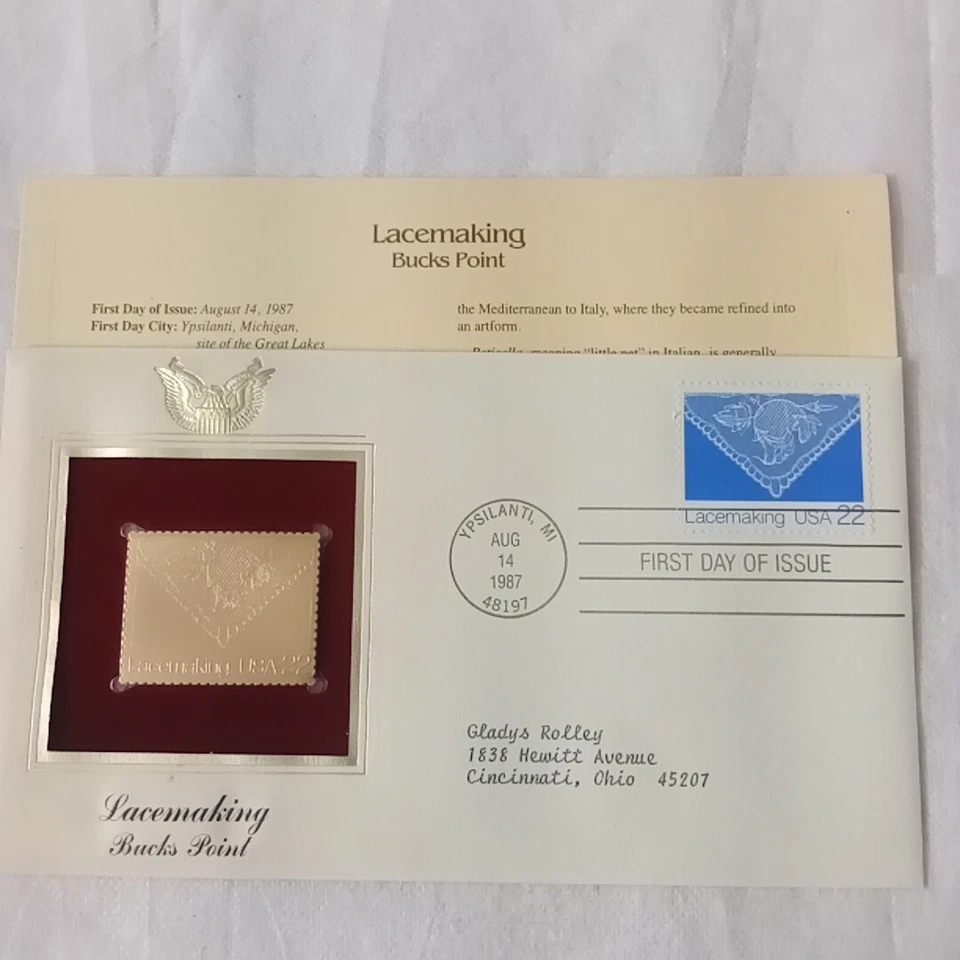 Golden Replicas United States Stamp 1987 Lacemaking Bucks Point - Image 2 of 4