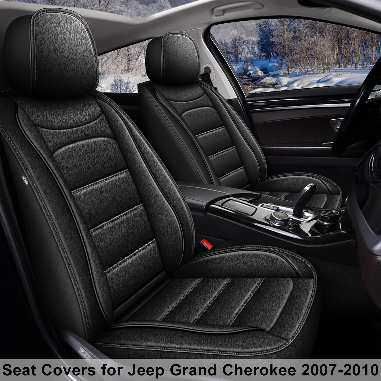 Car Seat Covers PU Leather Full Set Custom Fit for 2007-2010 Jeep Grand Cherokee