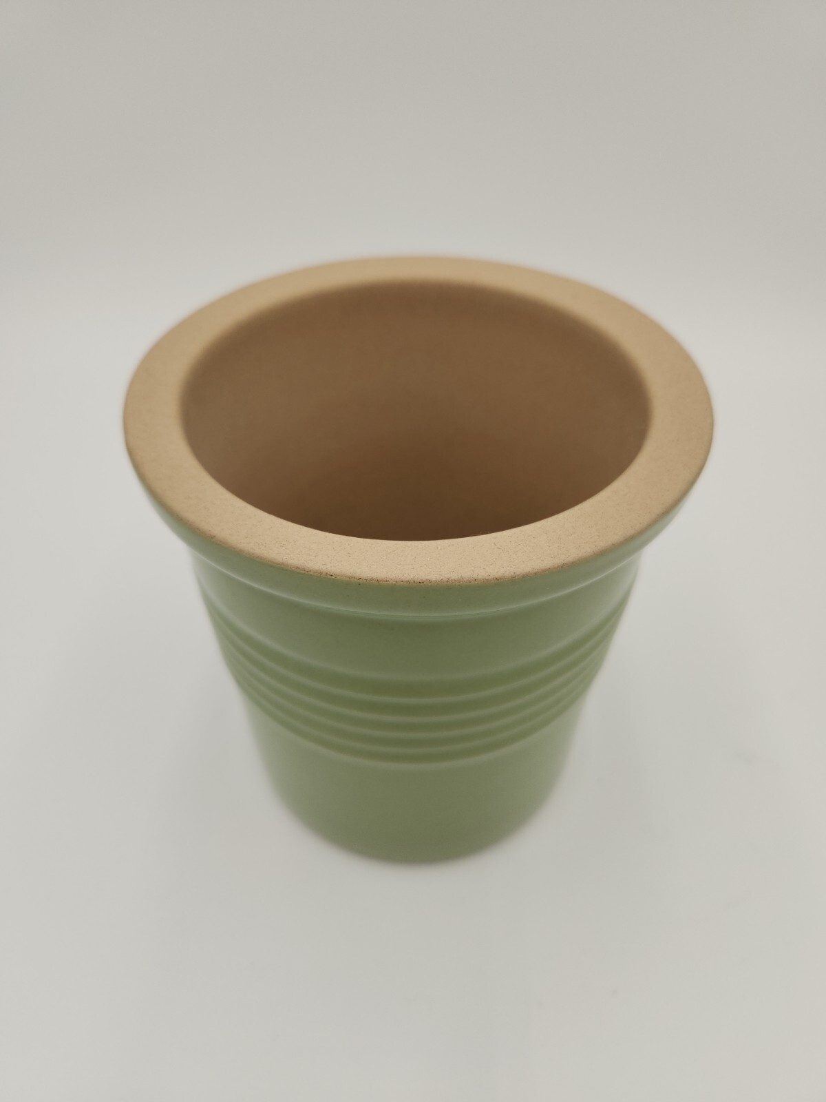 The Pampered Chef Family Heritage Stoneware Sage Green Utensil Crock