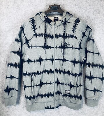 ROCKSMITH Hoodie Size L All Over Sound wave  Print 90s Grunge Music Hip Hop