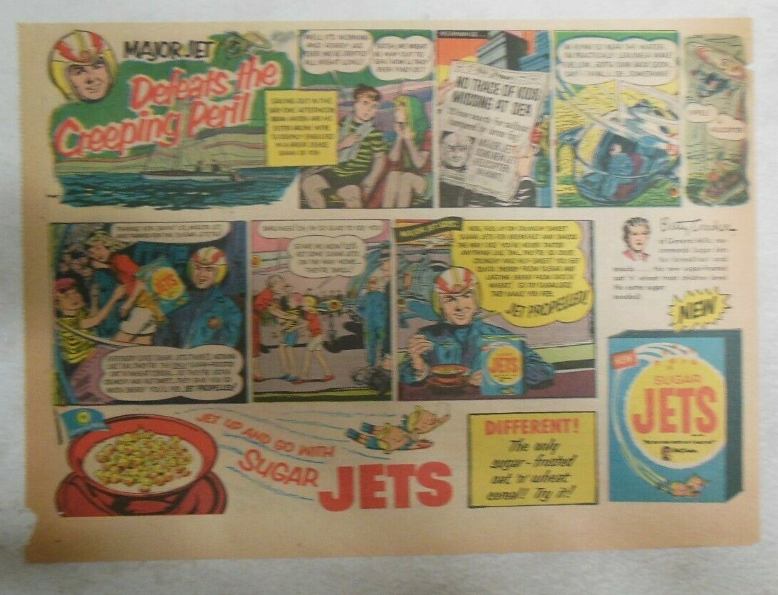 Sugar Jets Cereal Ad Major Jet Defeats The Creeping Peril from 1950's