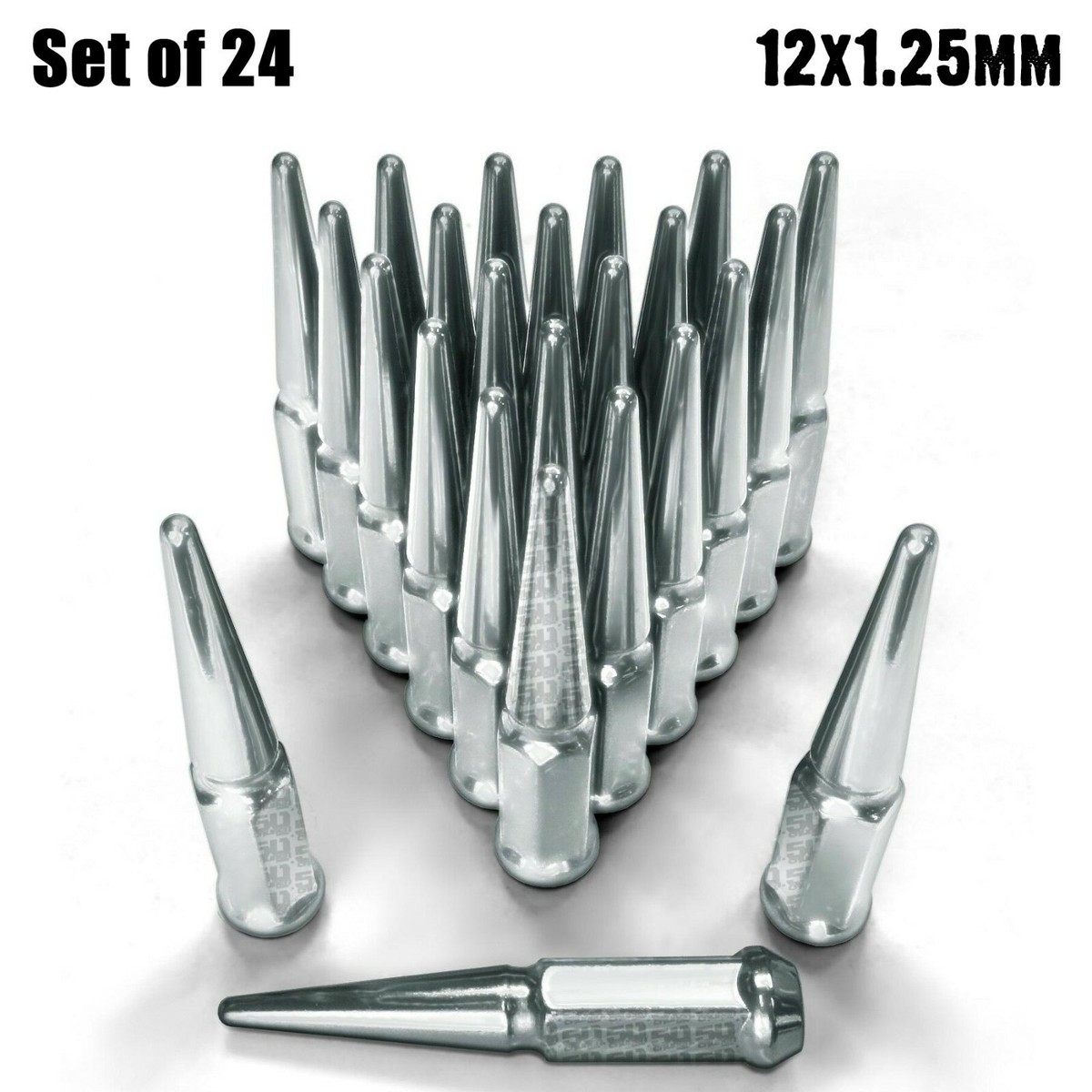 Nuts.. 24 Chrome Long Spike Lug Nuts 12x1.25 - Fit Nissan, Titan, Armada