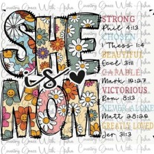 Sublimation Transfer She Is Mom Floral Ready To Press Paper Ink Heat Transfer