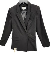 Calvin Klein Womens Career Business Wear Black Blazer Size 16 M363