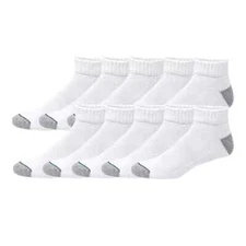 Men's Quarter Socks White 10 Pairs